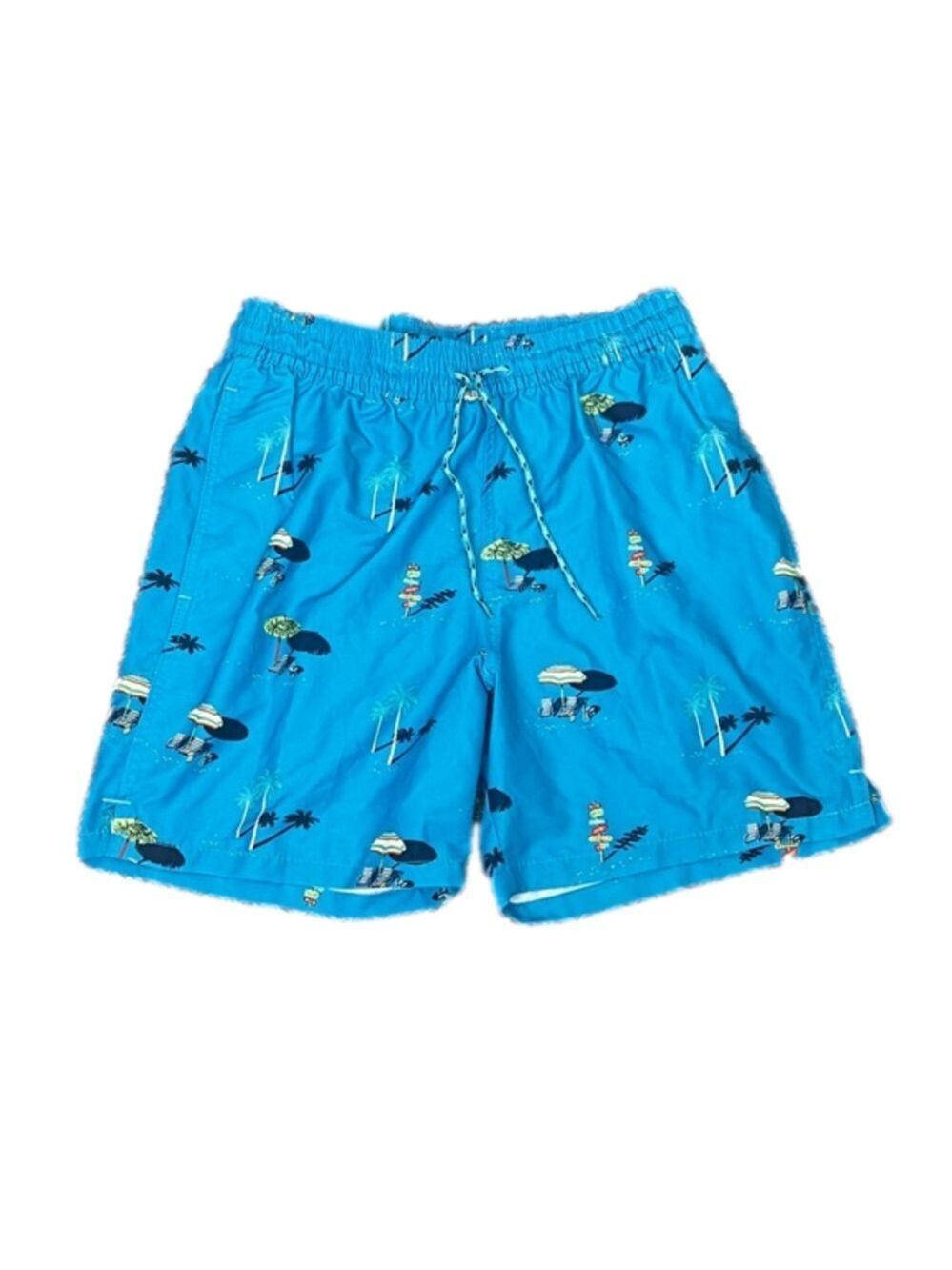 Goodfellow Teal Beach Print Swim Trunks Mens Sz S New